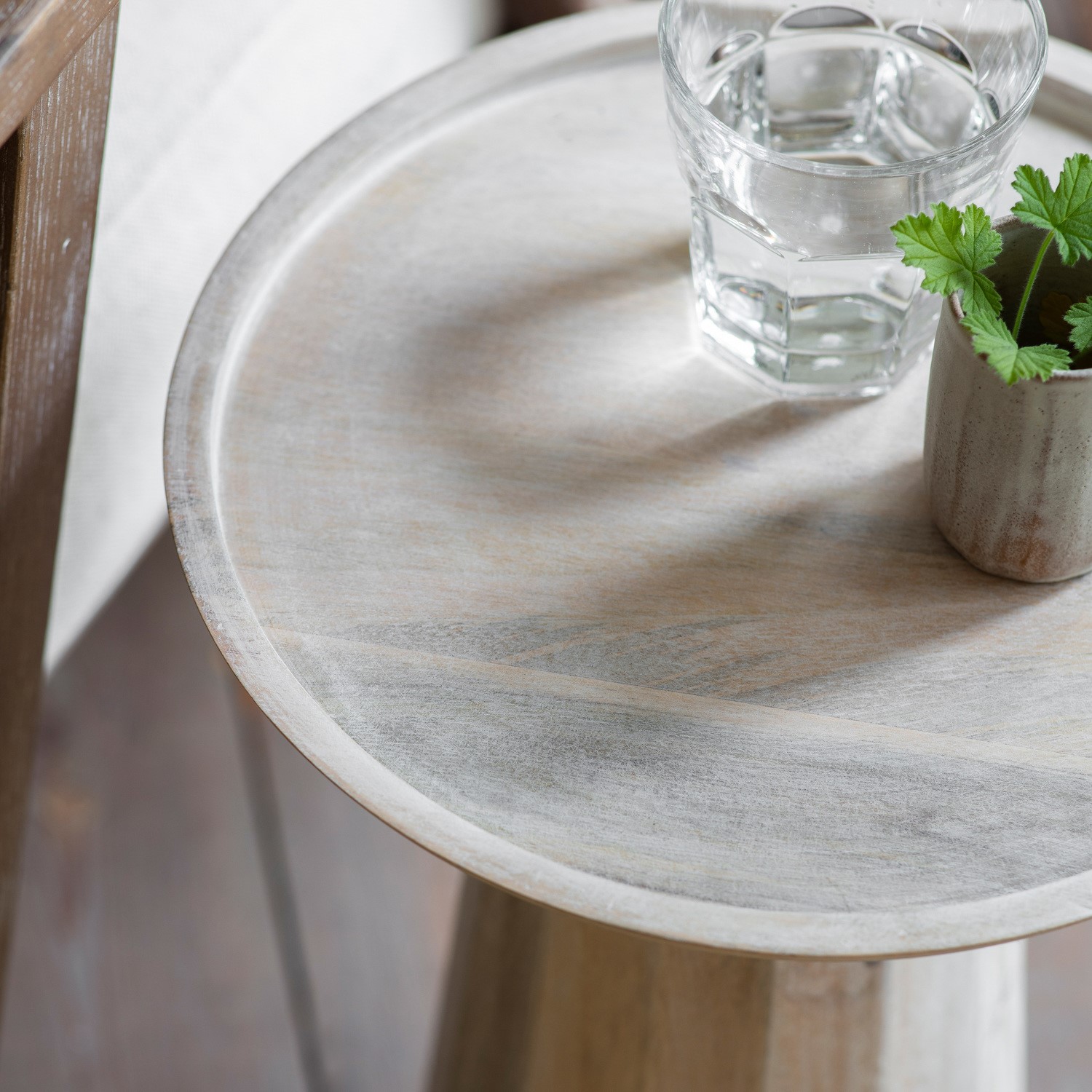 Read more about Solid wood side table with white wash finish caspian house